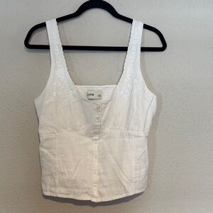 Hollister white linen Button-Front tank